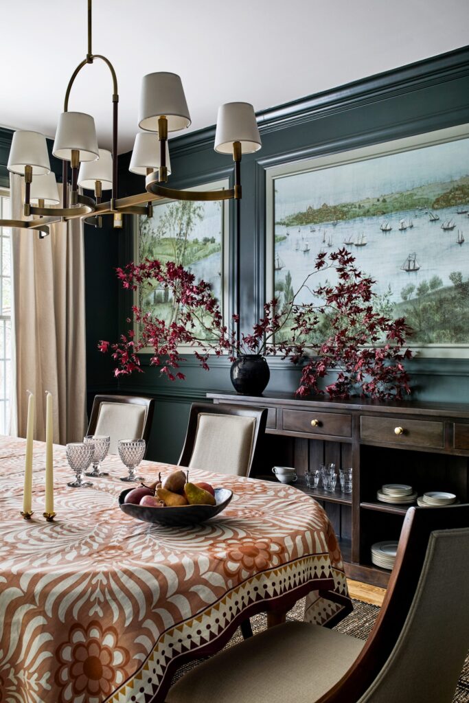 Dining room table styling by Washington DC house designer